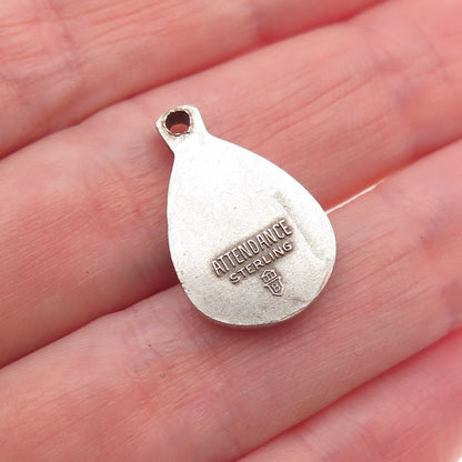 925 Sterling Silver Vintage Attendance Oxidized Mini Charm Pendant