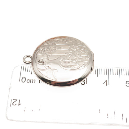 Danecraft 925 Sterling Silver Antique Art Deco Engraved Floral Locket Pendant