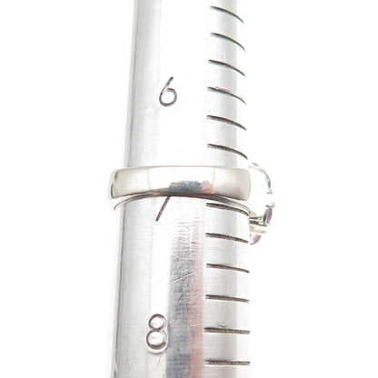 925 Sterling Silver Real Lavender Jade & Amethyst Ring Size 7