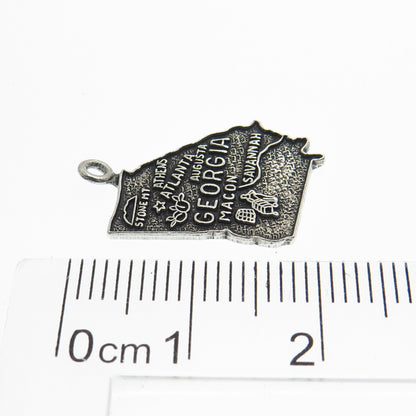 FRENCH & FRANKLIN 925 Sterling Silver Vintage Georgia State Map Charm Pendant