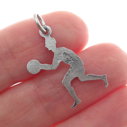 ART'S ELEGANCE 925 Sterling Silver Vintage Basketball Player Oxidized Pendant