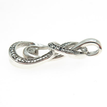 925 Sterling Silver Real Round-Cut Blue & White Diamond Twisted Knot Pendant