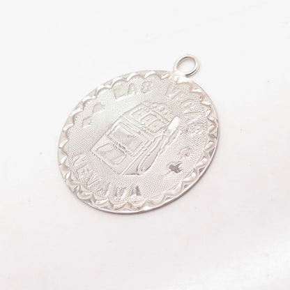 925 Sterling Silver Vintage "Nevada" Round Pendant