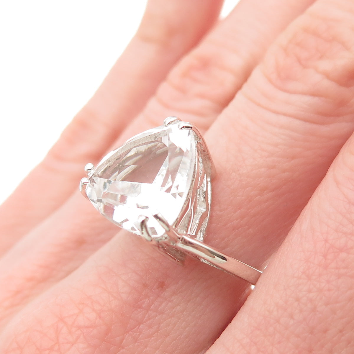 CHATEAU D'ARGENT 925 Sterling Silver Vintage Real White Topaz Ring Size 7.75