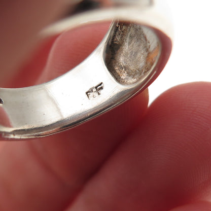 925 Sterling Silver Vintage Heart Scroll Oxidized Ring Size 7
