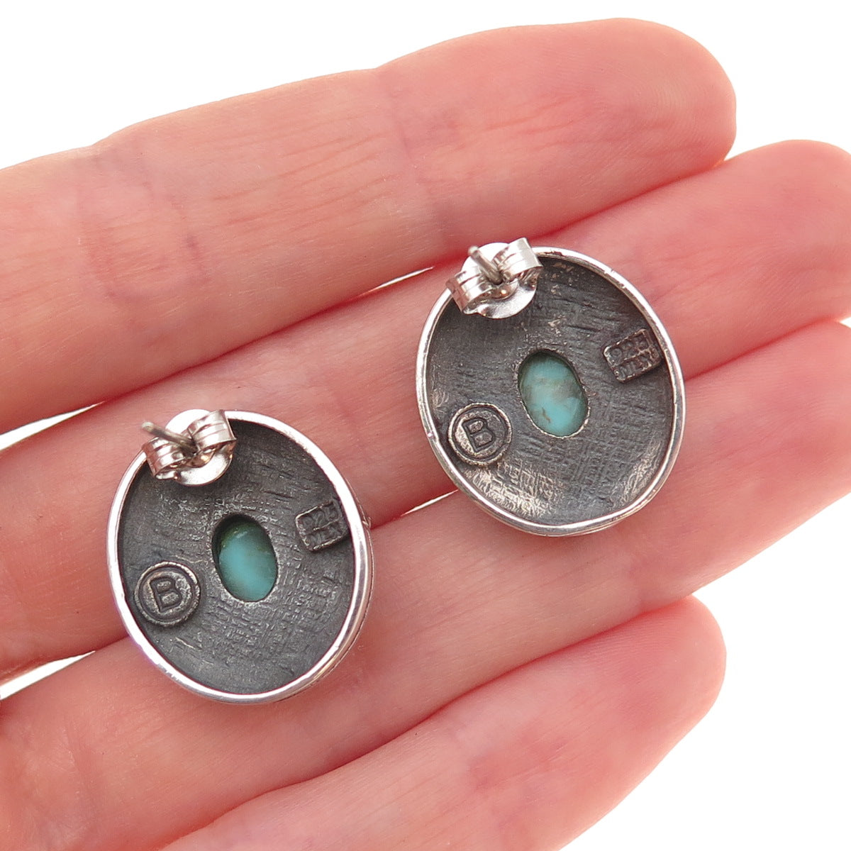 Bernice Goodspeed 925 Sterling Silver Vintage Mexico Real Turquoise Earrings
