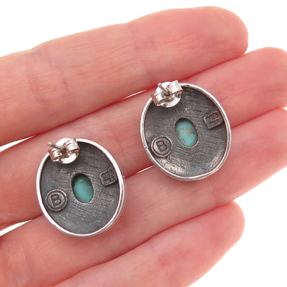 Bernice Goodspeed 925 Sterling Silver Vintage Mexico Real Turquoise Earrings