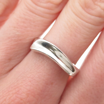 925 Sterling Silver Vintage Mexico Modernist Wavy Ring Size 7