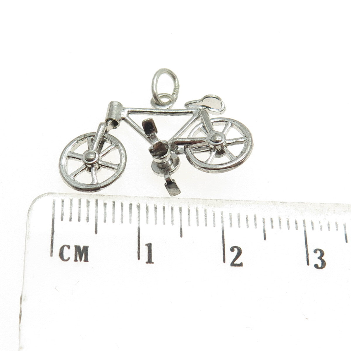 925 Sterling Silver Antique Art Deco Bicycle Minimalist Charm Pendant