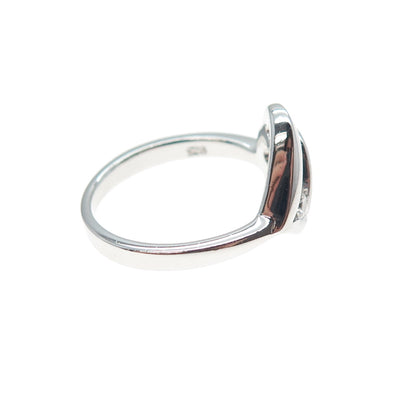925 Sterling Silver Round-Cut C Z Modernist Heart Ring Size 7.25