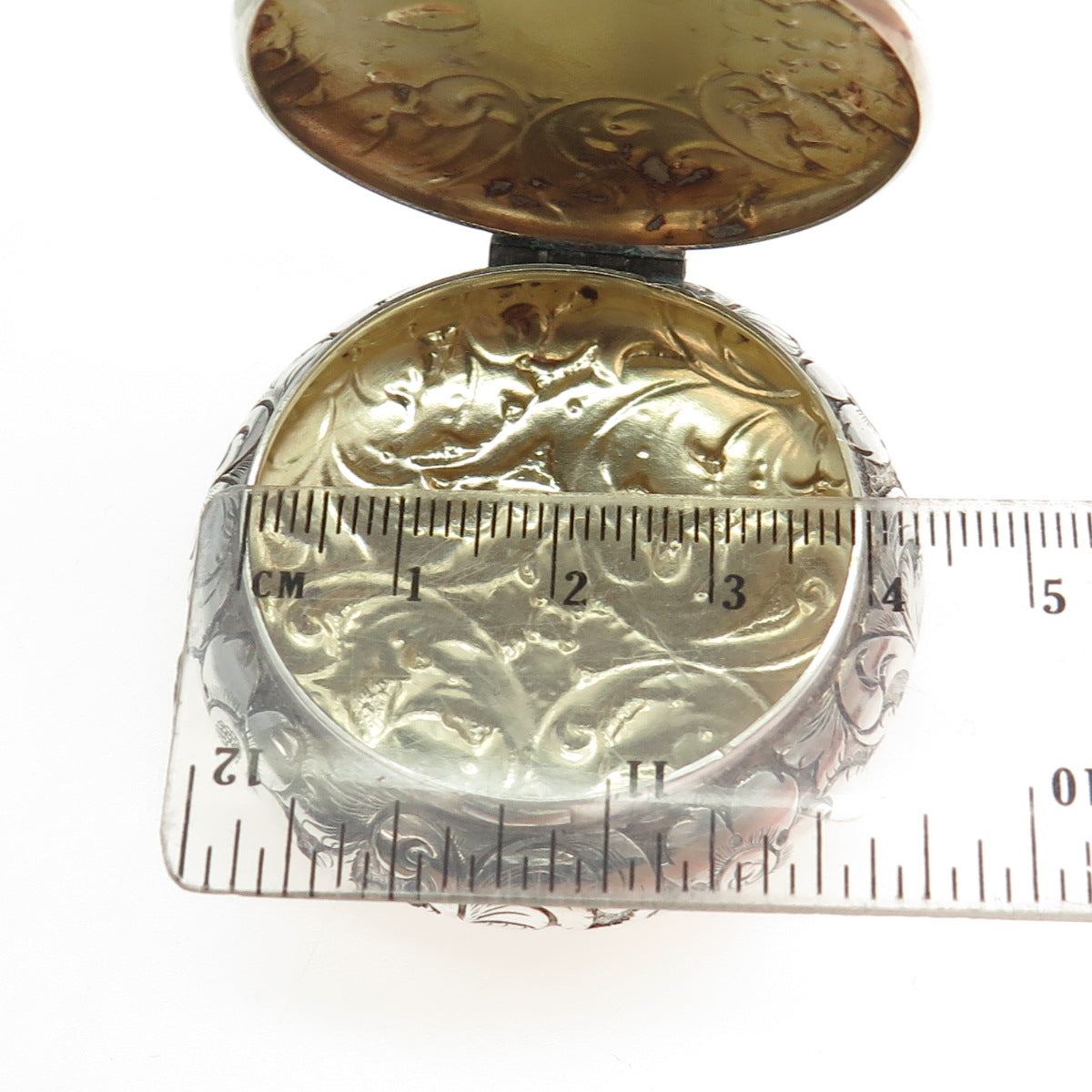 METALLURGIC ART Sterling Silver Antique Art Deco Engraved Floral Jewelry Box #64