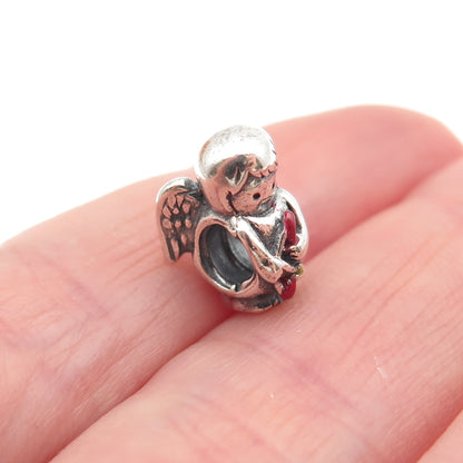CHAMILIA 925 Sterling Silver Enamel Cupid Slide Bead Charm