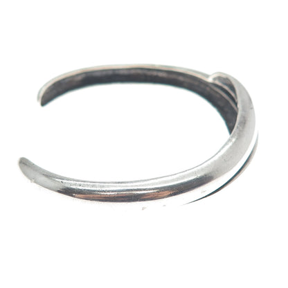 925 Sterling Silver Vintage Modernist Adjustable Cuff Bracelet 6"