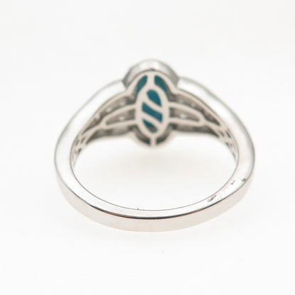 Chuck Clemency 925 Sterling Silver Real Turquoise & White Topaz Ring Size 8