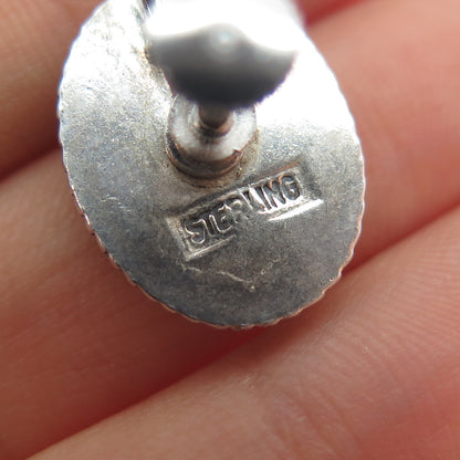 Old Pawn 925 Sterling Silver Vintage Bisbee Turquoise Tribal Screw Back Earrings