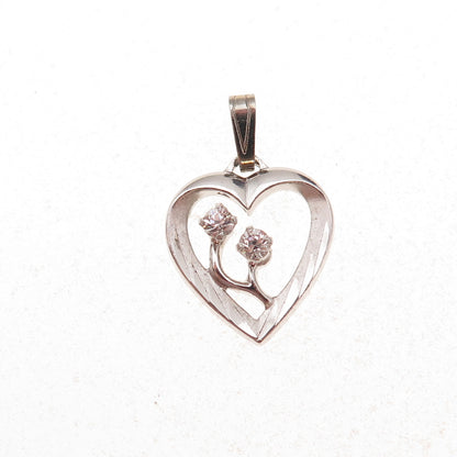 Marvel 925 Sterling Silver Vintage Rhinestone Mom & Child Heart Charm Pendant