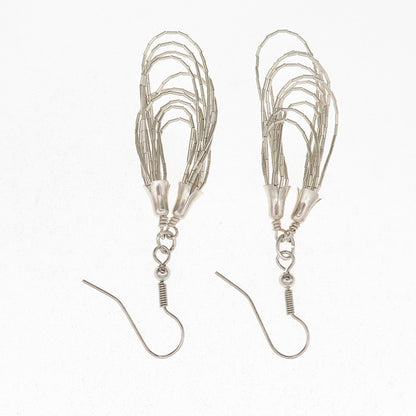 Old Pawn 925 Sterling Silver Vintage Southwestern Liquid Chain Dangle Earrings