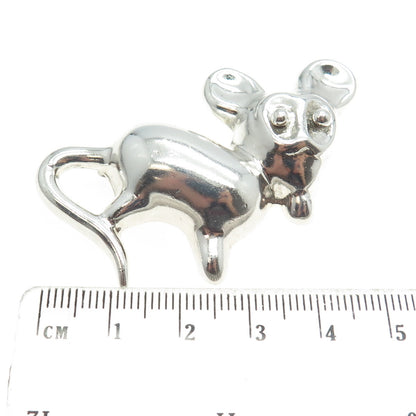 925 Sterling Silver Vintage Mexico Modernist Mouse Pin Brooch