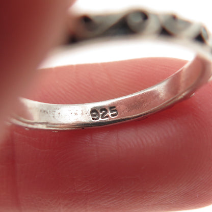925 Sterling Silver Vintage Swirl Stackable Oxidized Band Ring Size 4