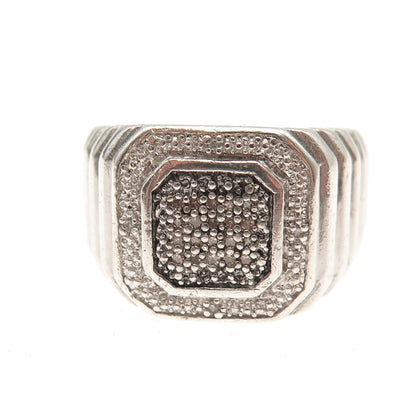 925 Sterling Silver Real Round-Cut Diamond Ring Size 10
