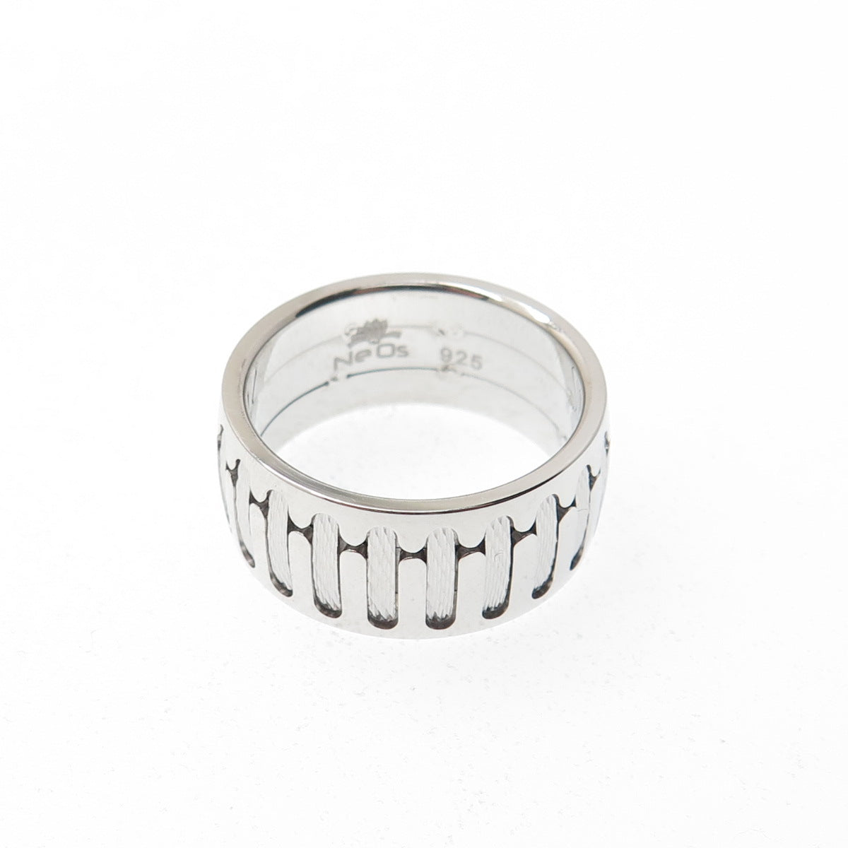 NEOS 925 Sterling Silver Textured Sewing Stitches Band Ring Size 7.75