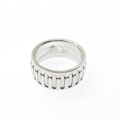 NEOS 925 Sterling Silver Textured Sewing Stitches Band Ring Size 7.75