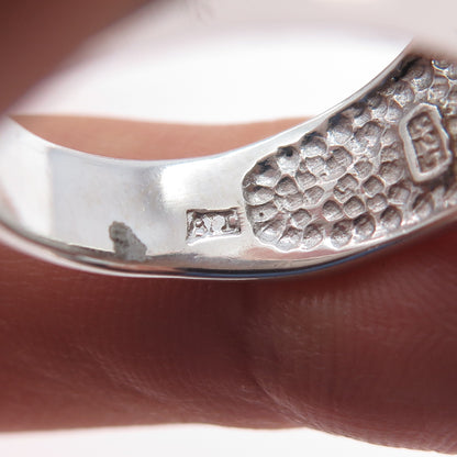 ANNIKA WITT 925 Sterling Silver Vintage Real MOP Modernist Ring Size 9