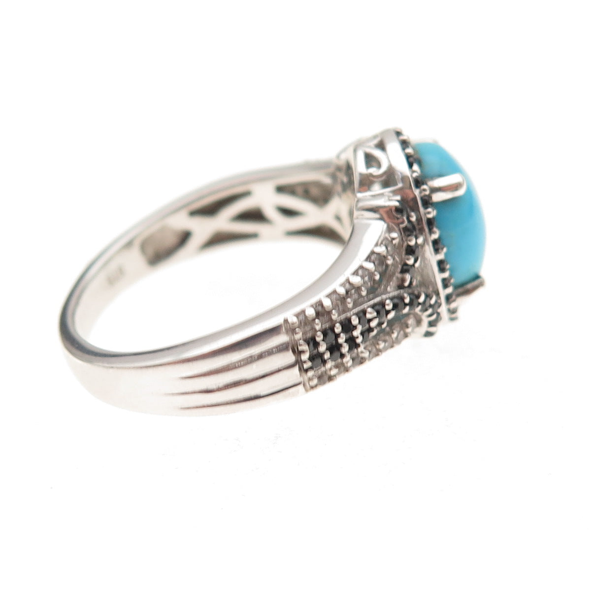 Chuck Clemency Sterling Silver Real Turquoise Spinel & White Topaz Ring Size 8