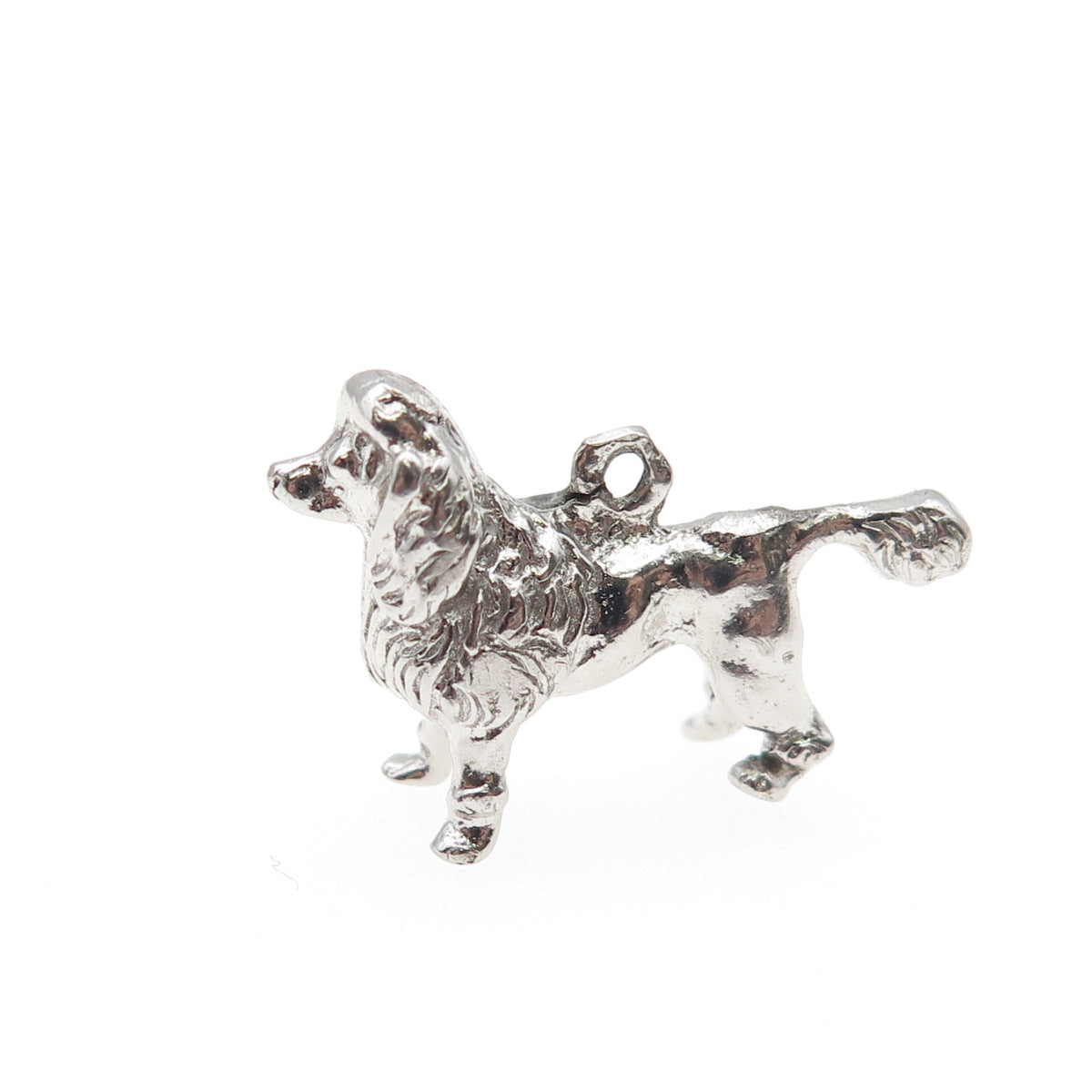 925 Sterling Silver Vintage Poodle Dog Mini 3D Charm Pendant