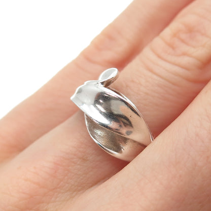 CELLINI 925 Sterling Silver Vintage Modernist Petal Ring Size 5.75