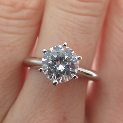 925 Sterling Silver Round-Cut C Z Engagement Ring Size 7.25