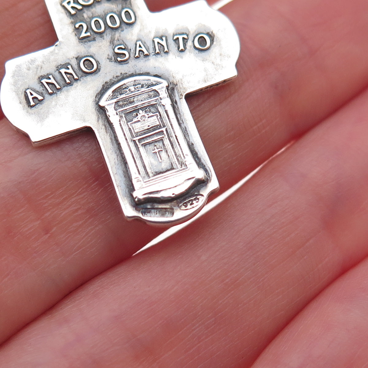 925 Sterling Silver Vintage Holy Year Jubilee 2000 Catholic Cross Charm Pendant
