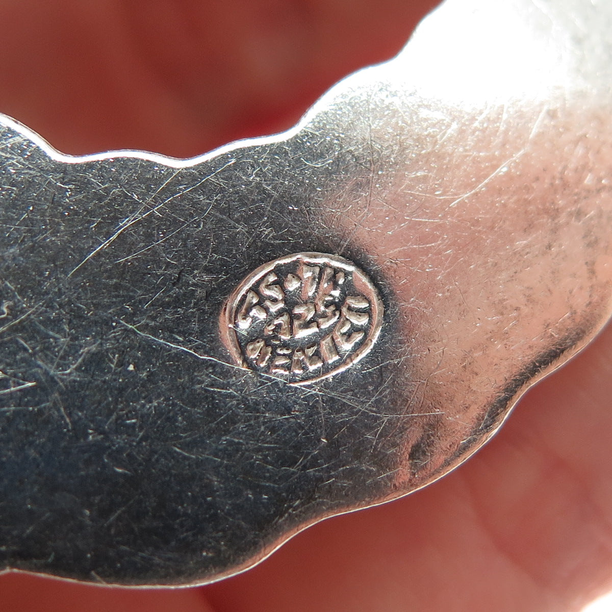 925 Sterling Vintage Mexico Modernist Ribbed Spiral Oxidized Pin Brooch Pendant