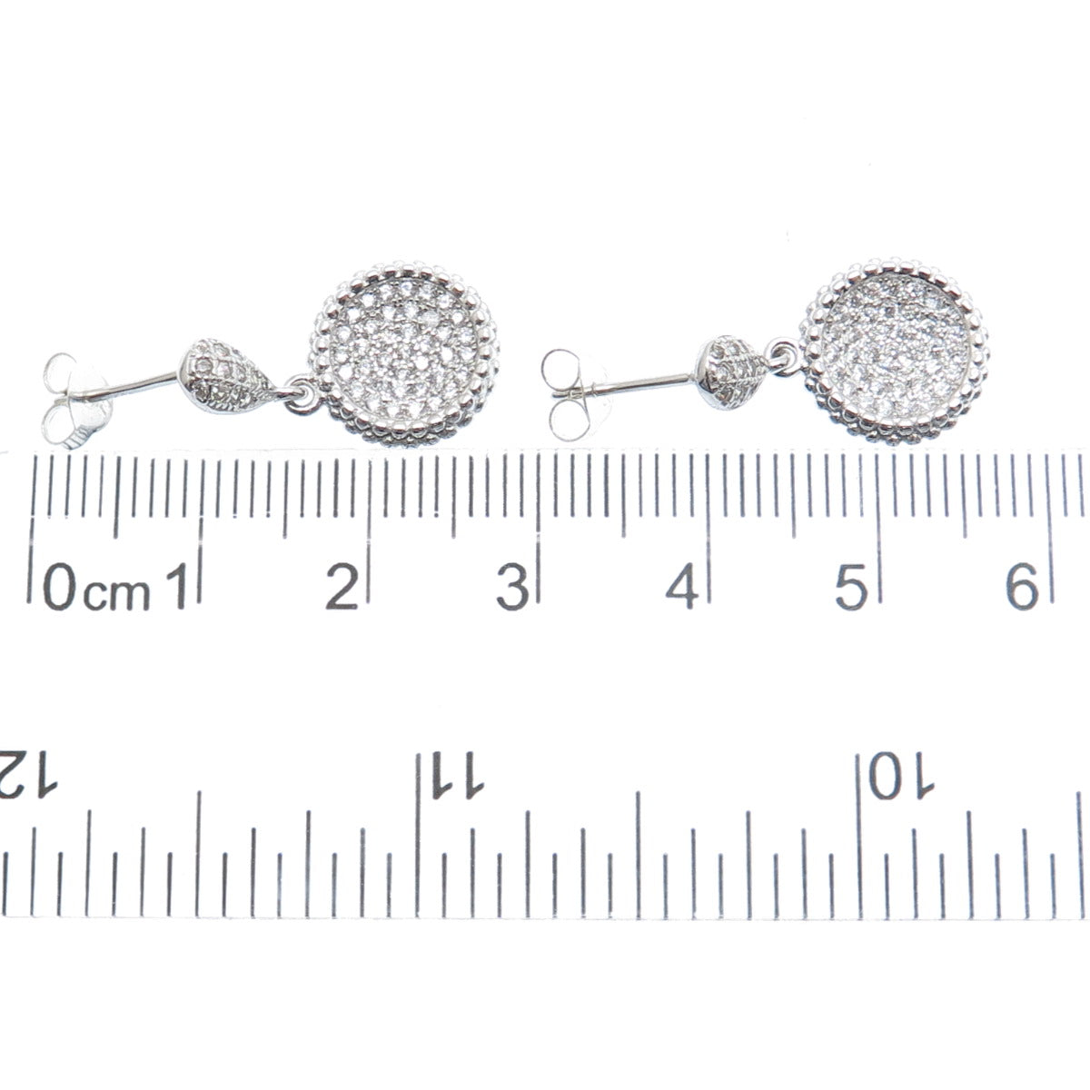 PRIZM 925 Sterling Silver Round-Cut C Z Dangle Earrings