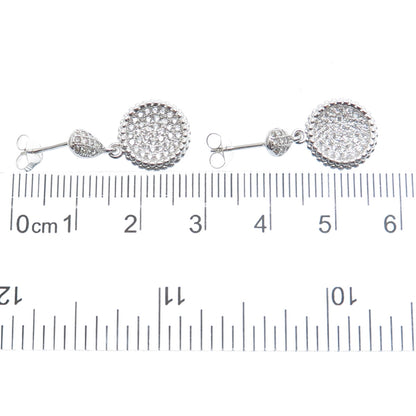 PRIZM 925 Sterling Silver Round-Cut C Z Dangle Earrings