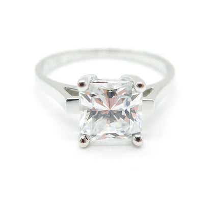 925 Sterling Silver Princess-Cut C Z Engagement Ring Size 9.25