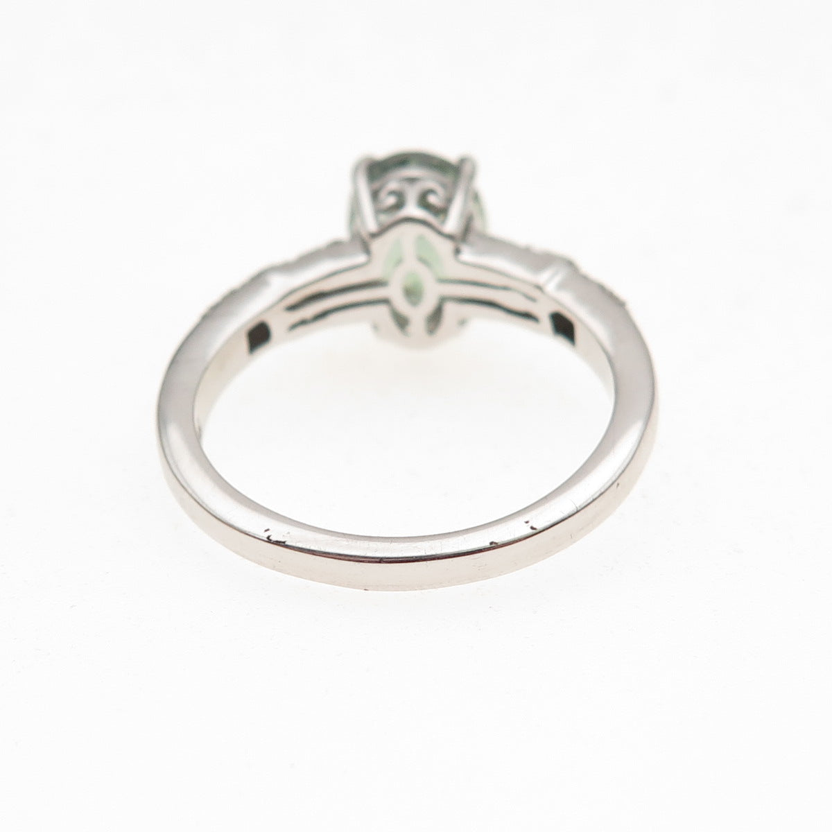 D'Joy 925 Sterling Silver Real Diamond & Green Amethyst Ring Size 8