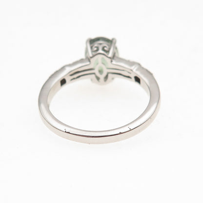 D'Joy 925 Sterling Silver Real Diamond & Green Amethyst Ring Size 8