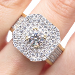 925 Sterling Silver Gold Plated Round-Cut C Z Sparkle Ring Size 11.25