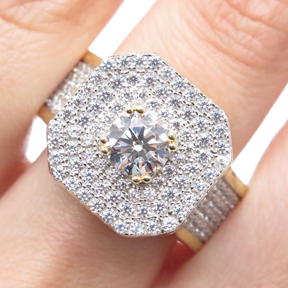 925 Sterling Silver Gold Plated Round-Cut C Z Sparkle Ring Size 11.25