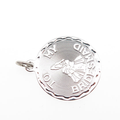 Griffith & Sons 925 Sterling Silver Vintage To My Bridesmaid Charm Pendant
