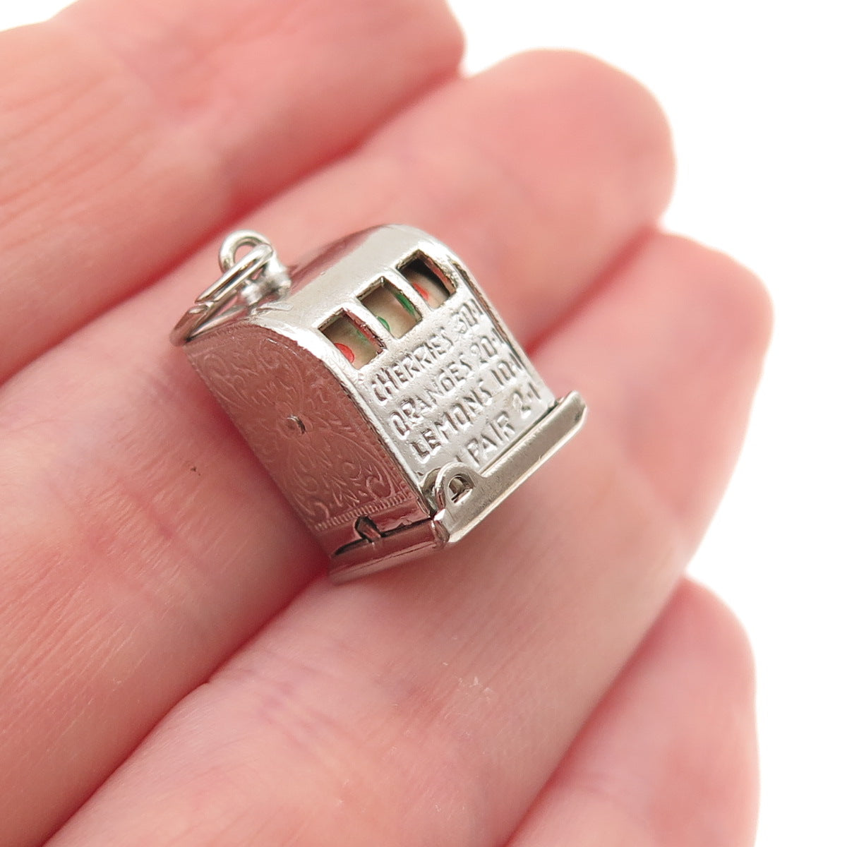 Crea Sterling Silver Antique Art Deco Slot Machine Casino 3D Mini Charm Pendant
