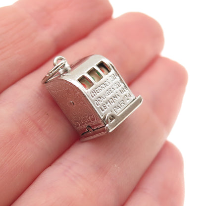 Crea Sterling Silver Antique Art Deco Slot Machine Casino 3D Mini Charm Pendant