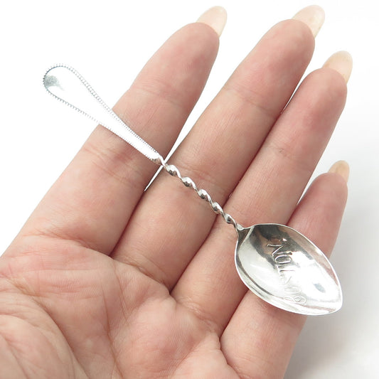 925 Sterling Silver Antique Art Deco Boston Twisted Coffee Spoon