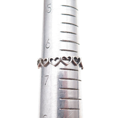 Ste Bee 925 Sterling Silver Vintage Heart All Around Oxidized Band Ring Size 6.5