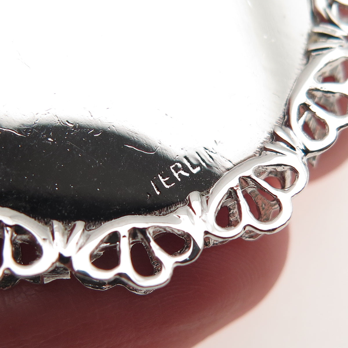 925 Sterling Silver Vintage Chai Judaica Ornate Bezel Charm Pendant