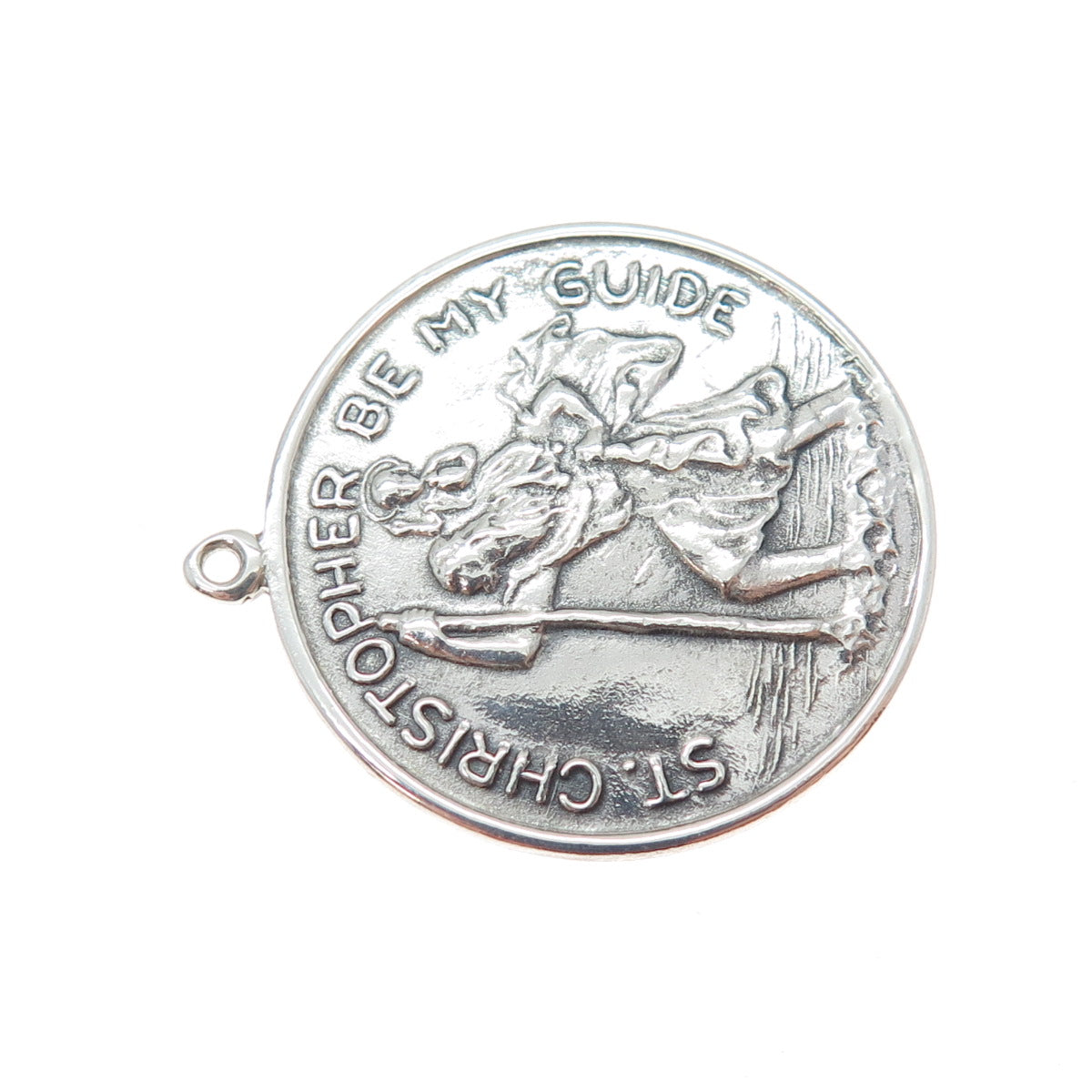 CHARM CRAFT CORP. 925 Sterling Silver Antique Art Deco St. Christopher Pendant
