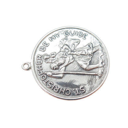 CHARM CRAFT CORP. 925 Sterling Silver Antique Art Deco St. Christopher Pendant