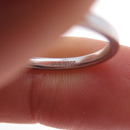 SAI Sterling Silver Round-Cut C Z Half Eternity Stackable Band Ring Size 6.75