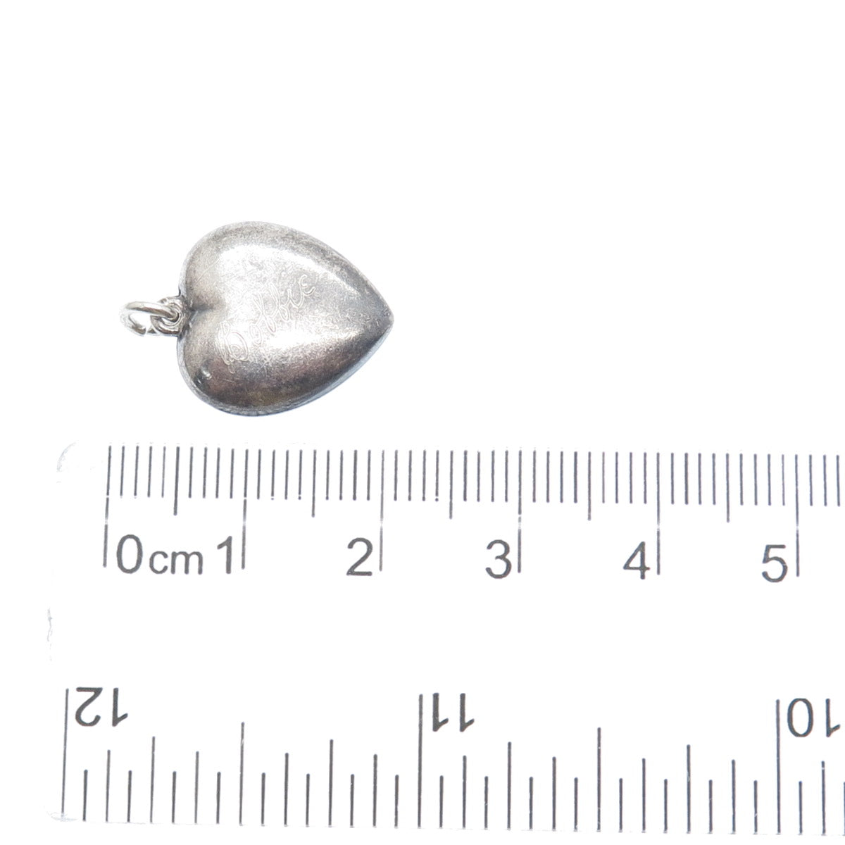 925 Sterling Silver Antique Art Deco Chatelaine Heart Minimalist Charm Pendant